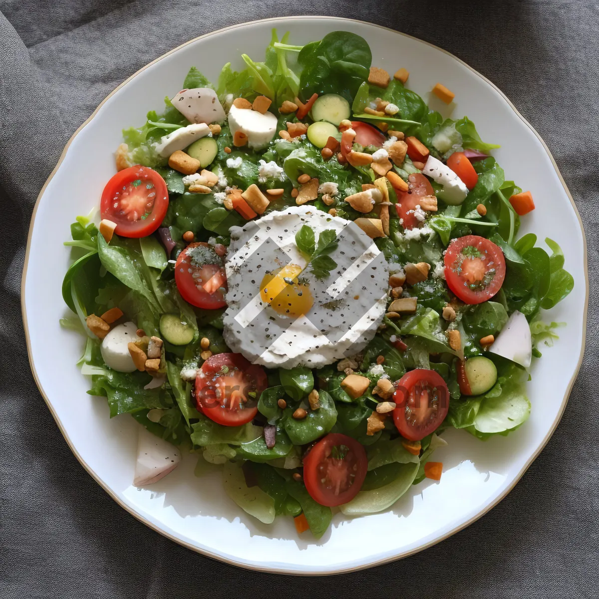 Picture of Fresh Gourmet Salad with Cheese and Vegetables