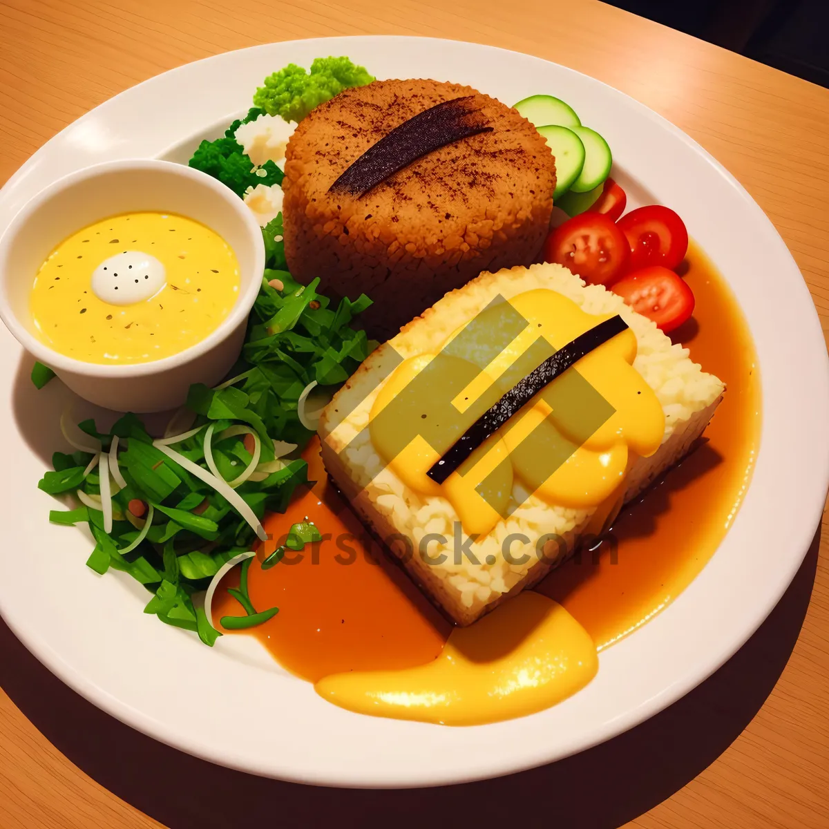 Picture of Delicious Gourmet Grilled Steak with Salad