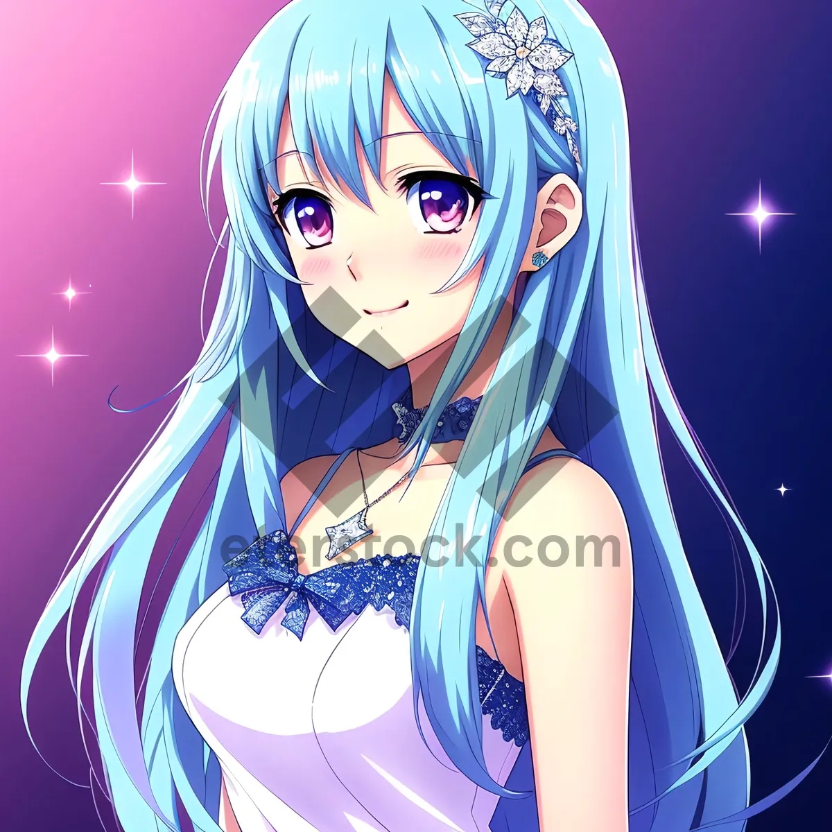 Picture of Seductive cartoon lady with stylish fashion and artistic hair