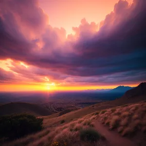 Vibrant Sunset over Desert Horizon