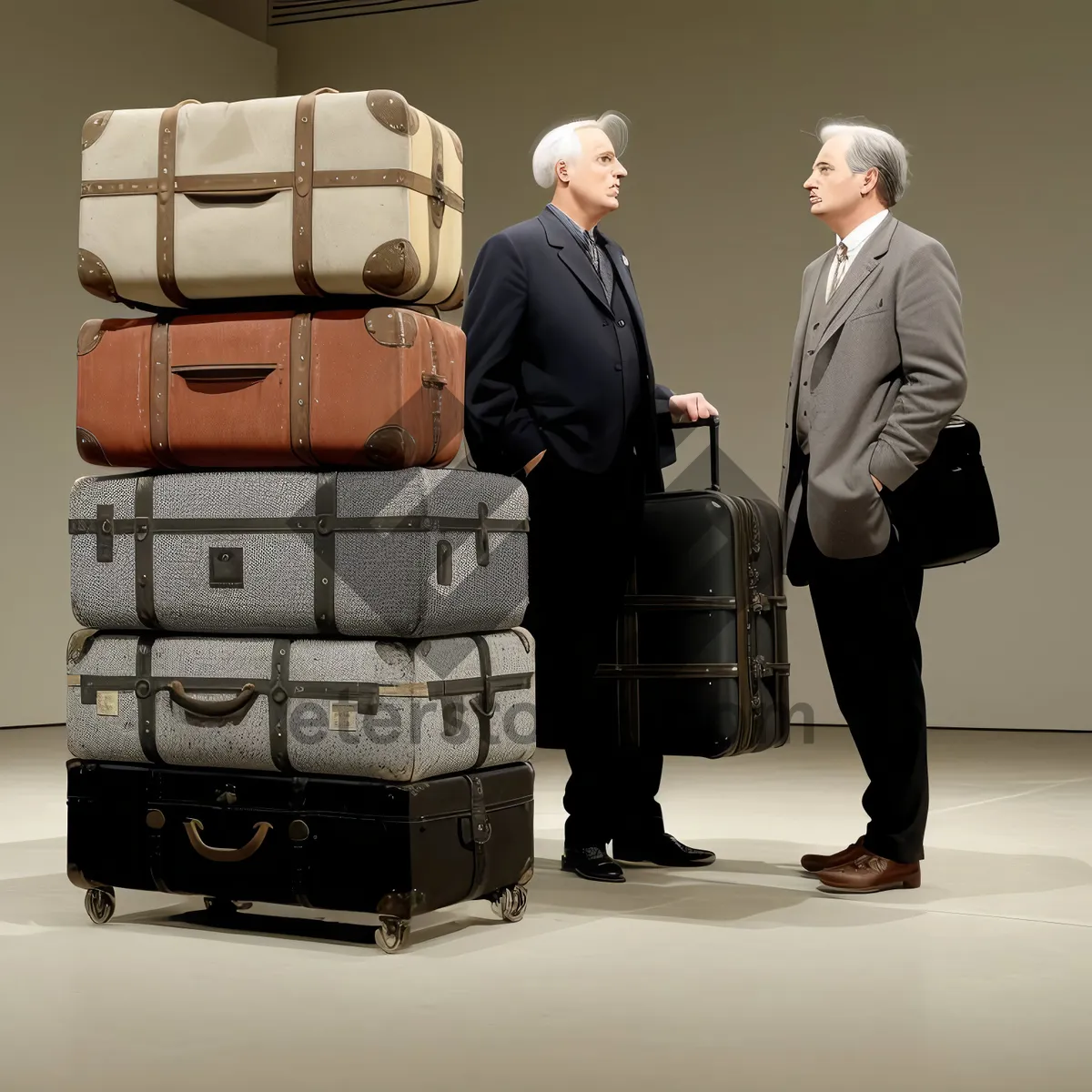 Picture of Businessman with Briefcase and Carton Box