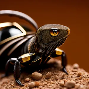 Brown Dung Beetle in Close Proximity with Wildlife