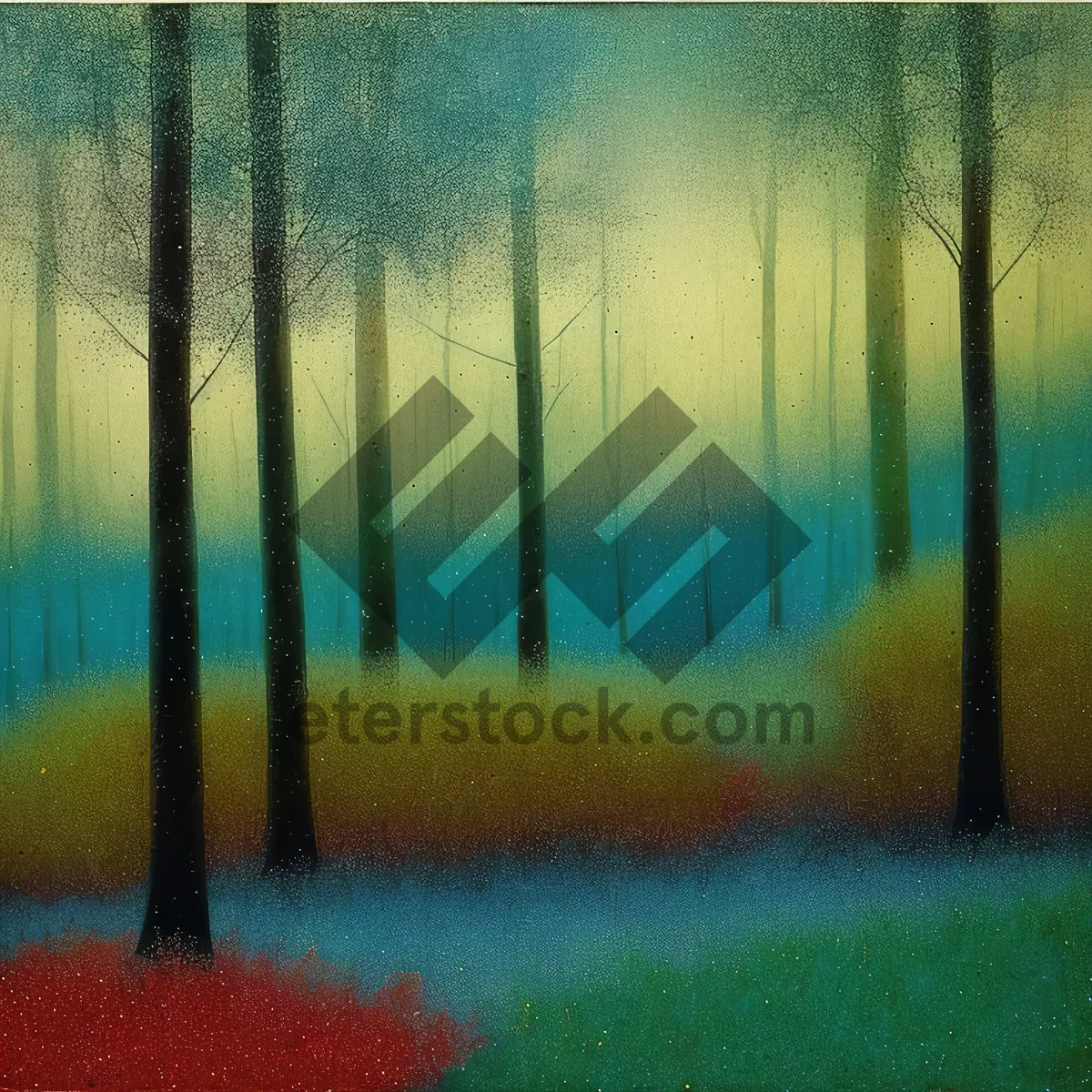 Picture of Sunlit Forest Landscape with Lockers and Fasteners