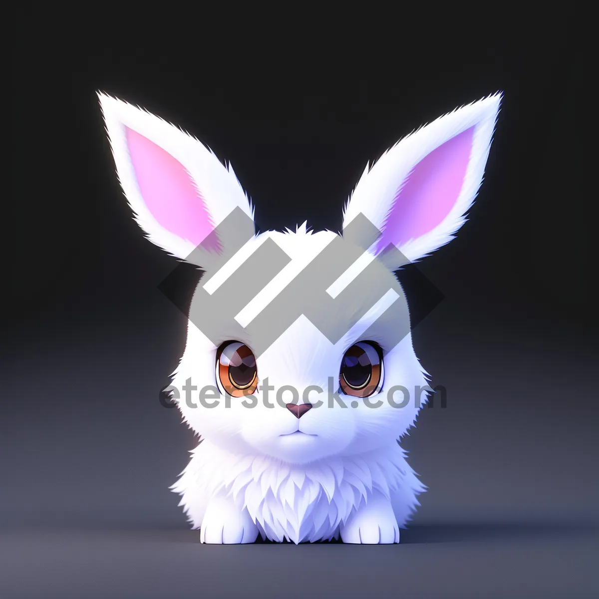 Picture of Fluffy Bunny: Cute Easter Cartoon Pet with Funny Ears