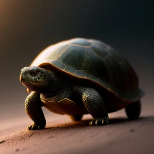 Cute Aquatic Turtle with a Hard Shell