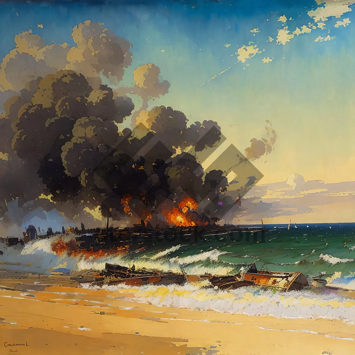 Picture of Serene Sunset over Tropical Seascape