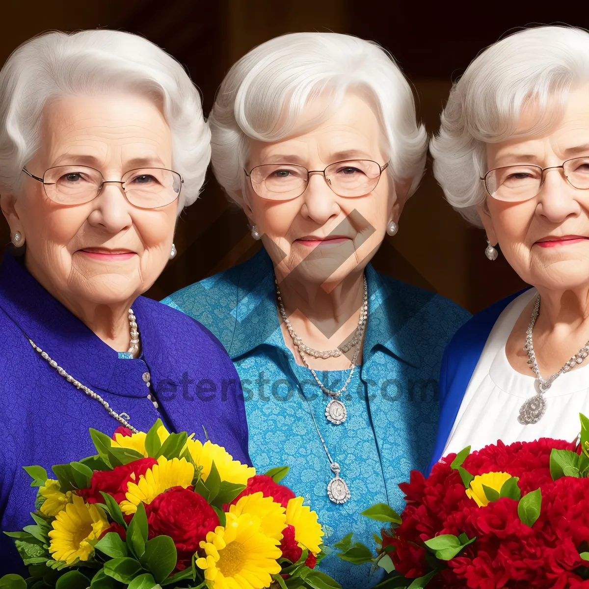 Picture of Smiling Senior Couple Embracing in Garden