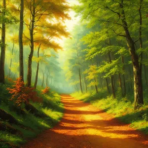 Mystic Autumn Pathway in Scenic Forest