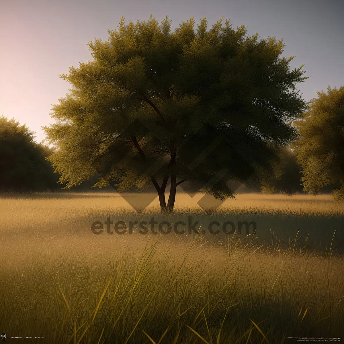 Picture of Sunset over the Countryside: A Serene Rural Landscape