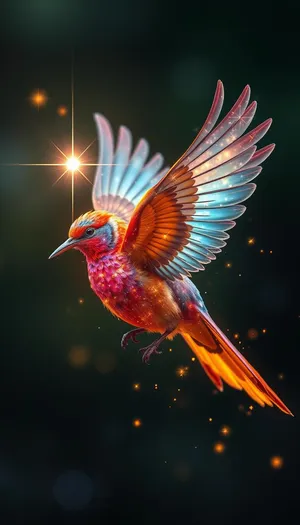 Colorful bird wings in artistic design