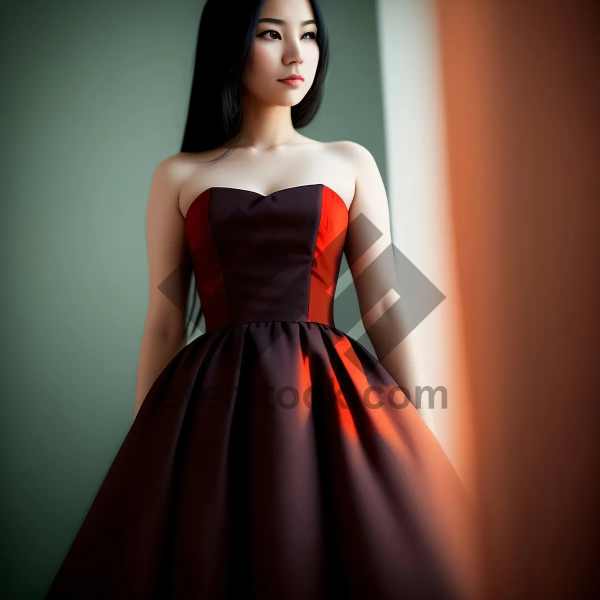 Picture of Sensational Elegance: Captivating Attractive Lady in Fashionable Dinner Dress