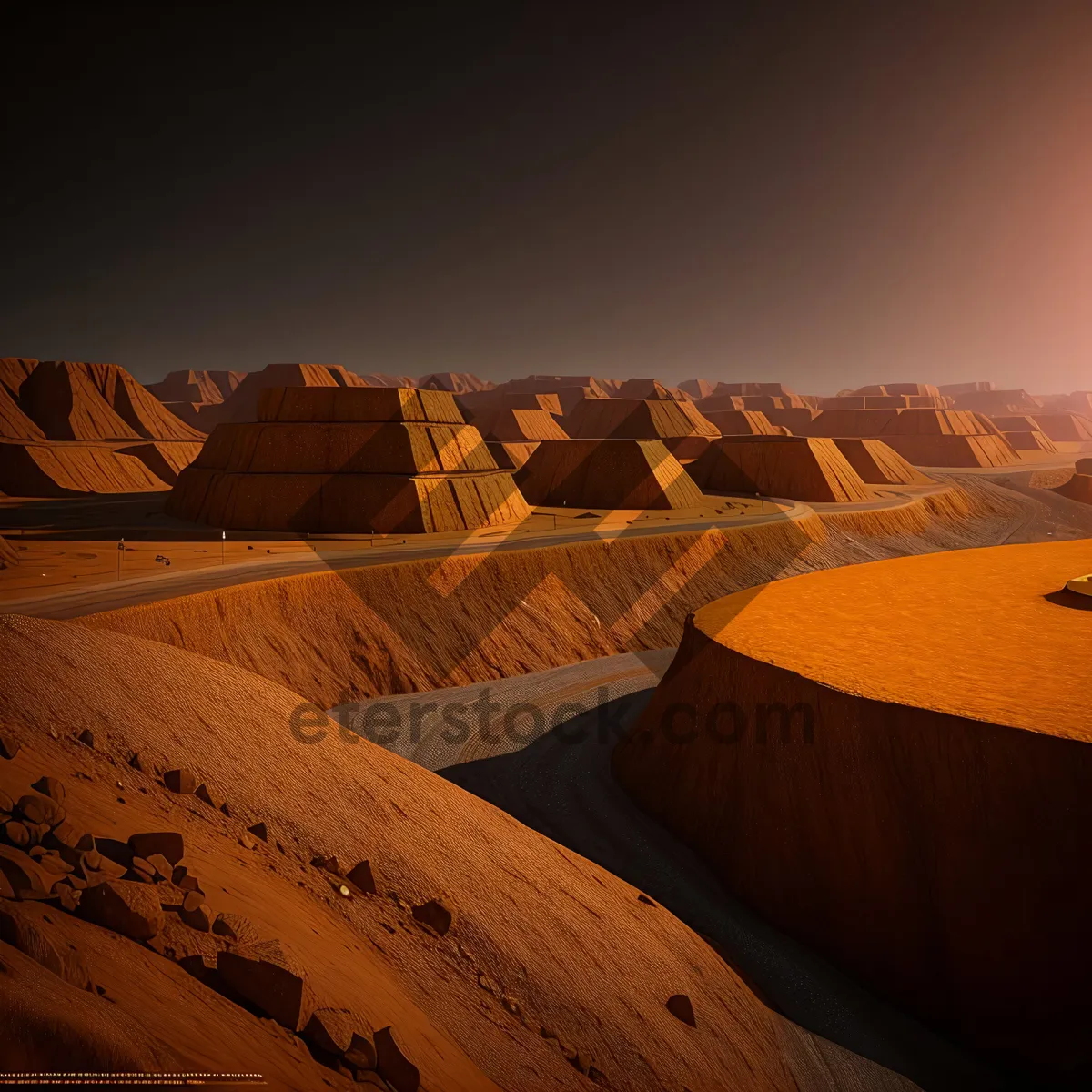 Picture of Dramatic Sunset Over Moroccan Desert Dunes