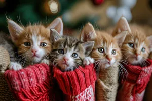 Fluffy Tabby Kitten with Cute Expression