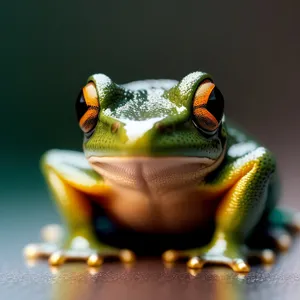 Vibrant Eyed Tree Frog in Wildlife Abstraction