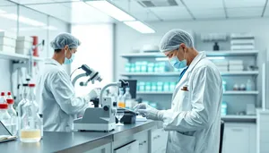 Male healthcare team in hospital lab conducting research.