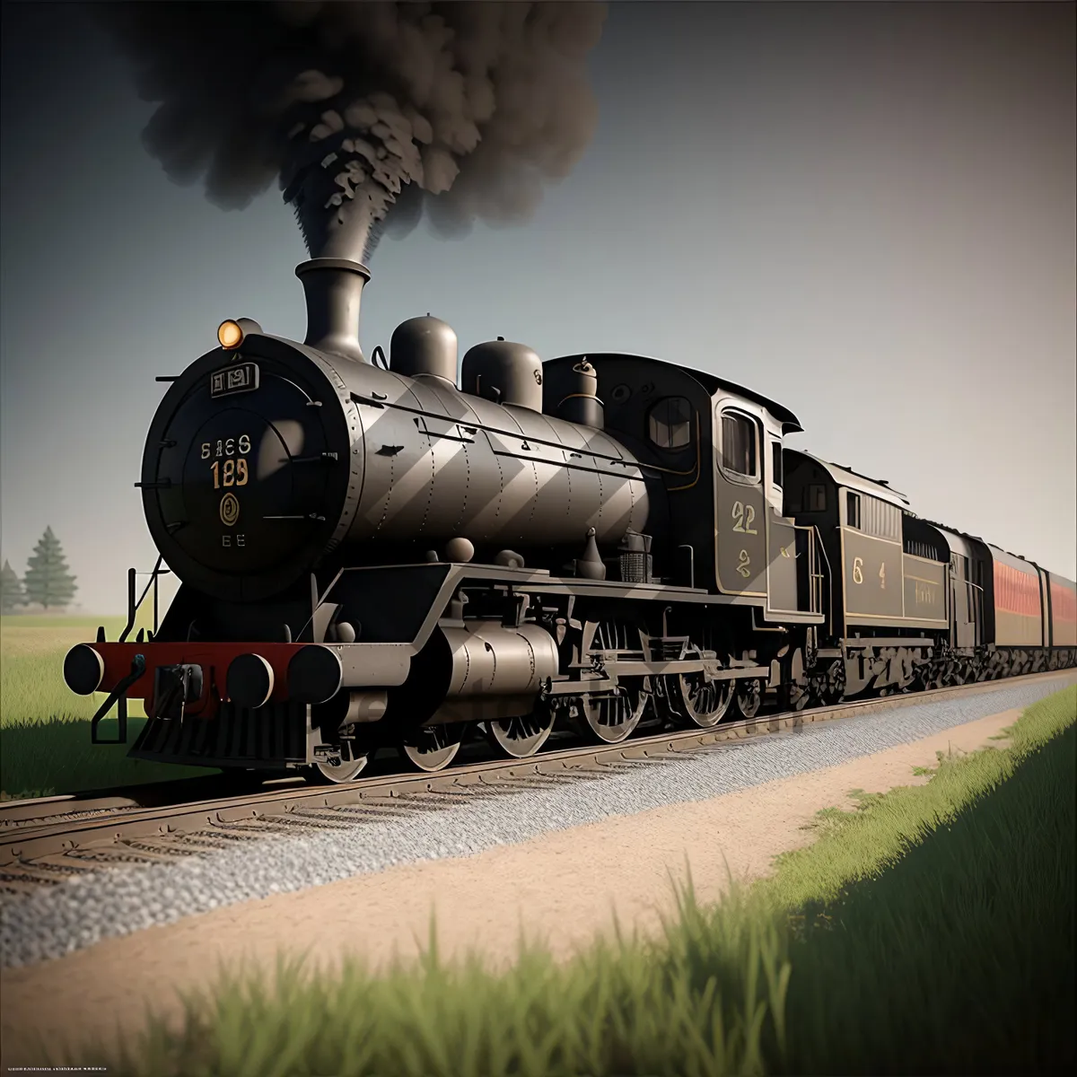 Picture of Vintage Steam Locomotive: Powerful Rail Transportation