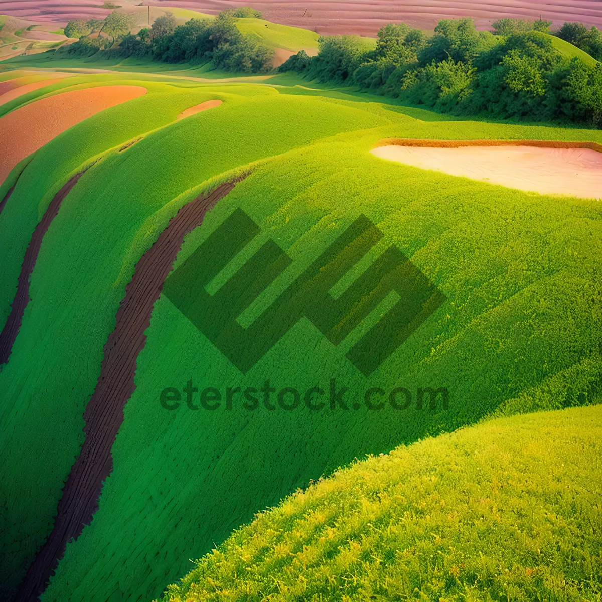 Picture of Golden Rapeseed Field under Clear Blue Sky