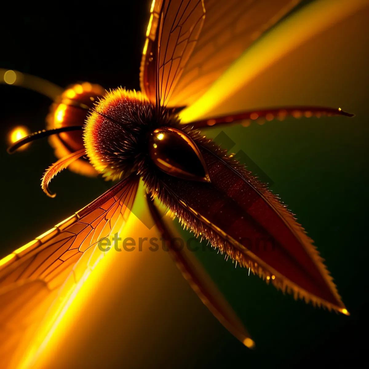 Picture of Bright Yellow Monarch Butterfly Amongst Artful Plants