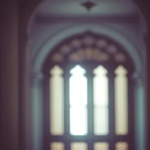 Old Cathedral With Stone Arch and Stained Glass Window