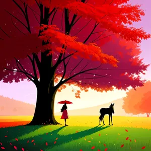 Autumn Sunset Over Colorful Pasture