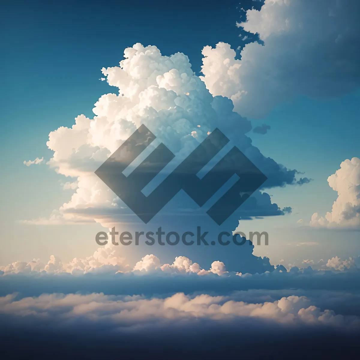 Picture of Azure Skies: Majestic Volcano with Fluffy Clouds