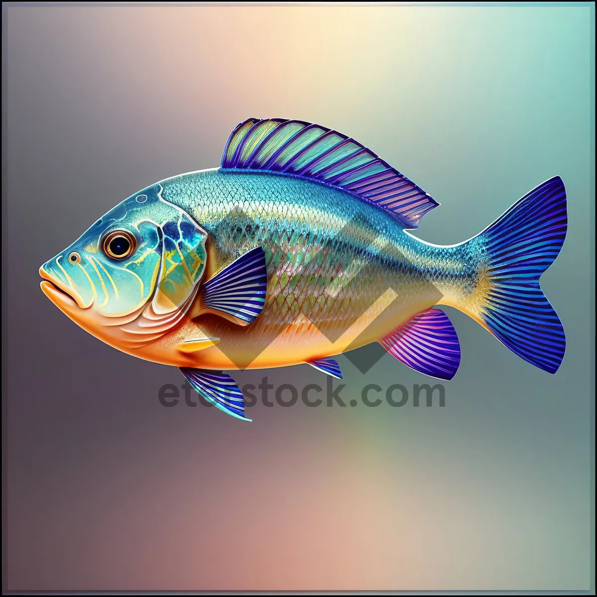 Picture of Vibrant Goldfish Swimming in Tropical Aquarium