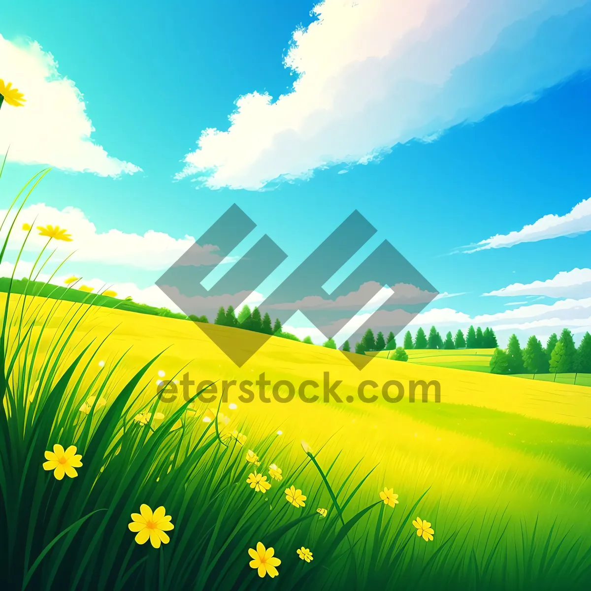 Picture of Idyllic Meadow: Serene Countryside Landscape