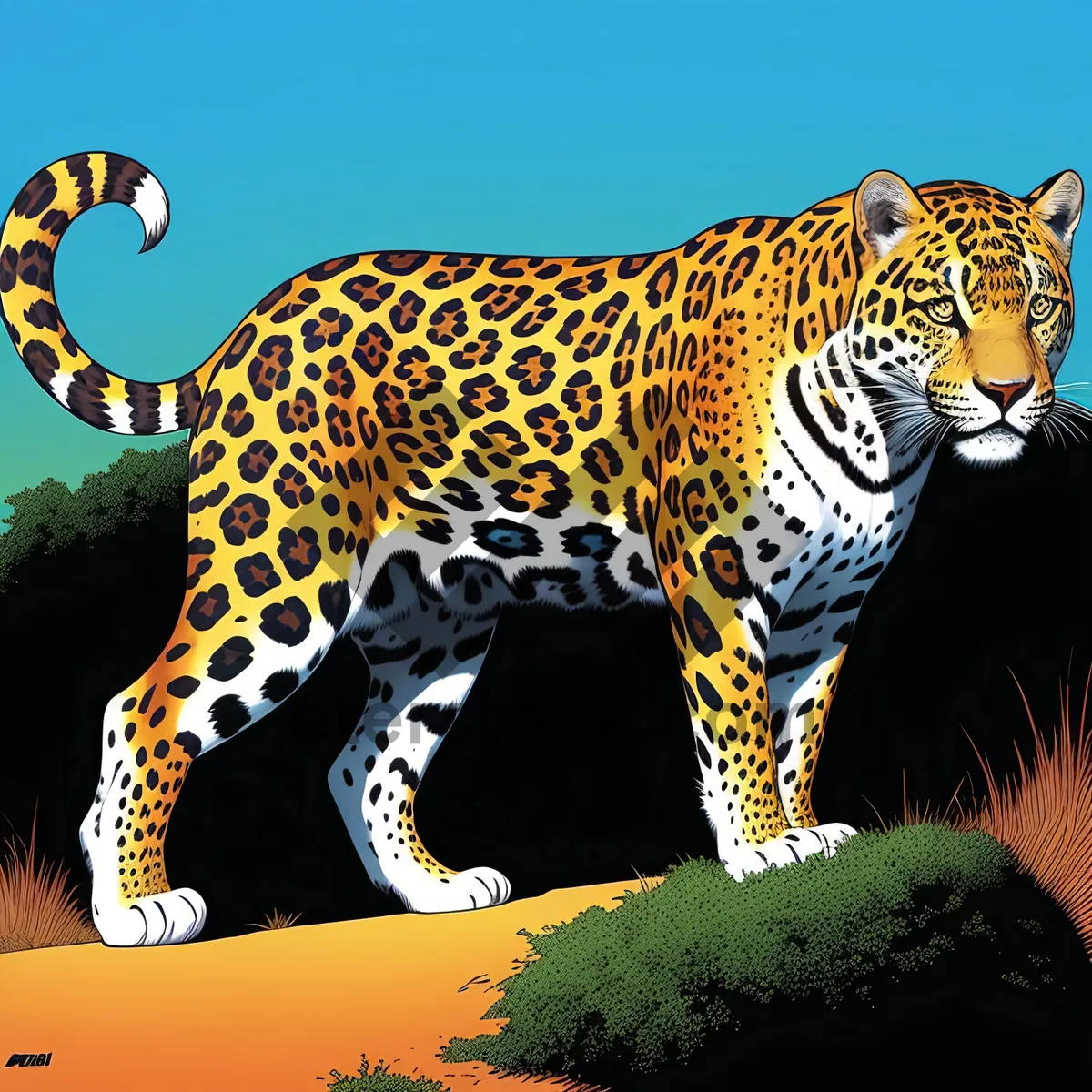 Picture of Majestic Jungle Hunter: Striped Jaguar Staring Dangerously