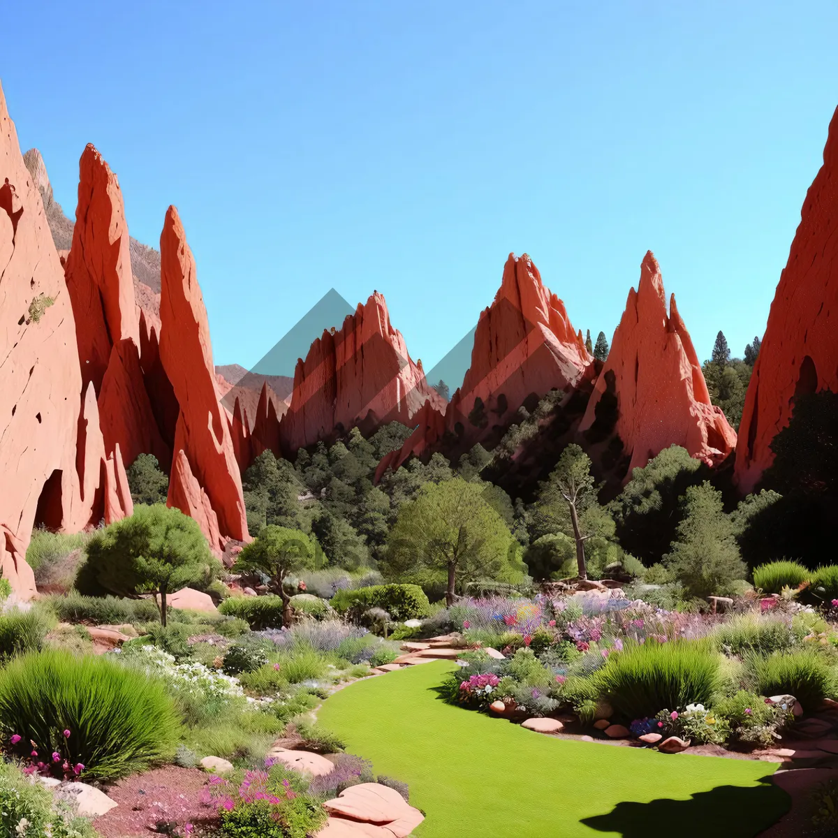 Picture of Orange sky over desert rock landscape