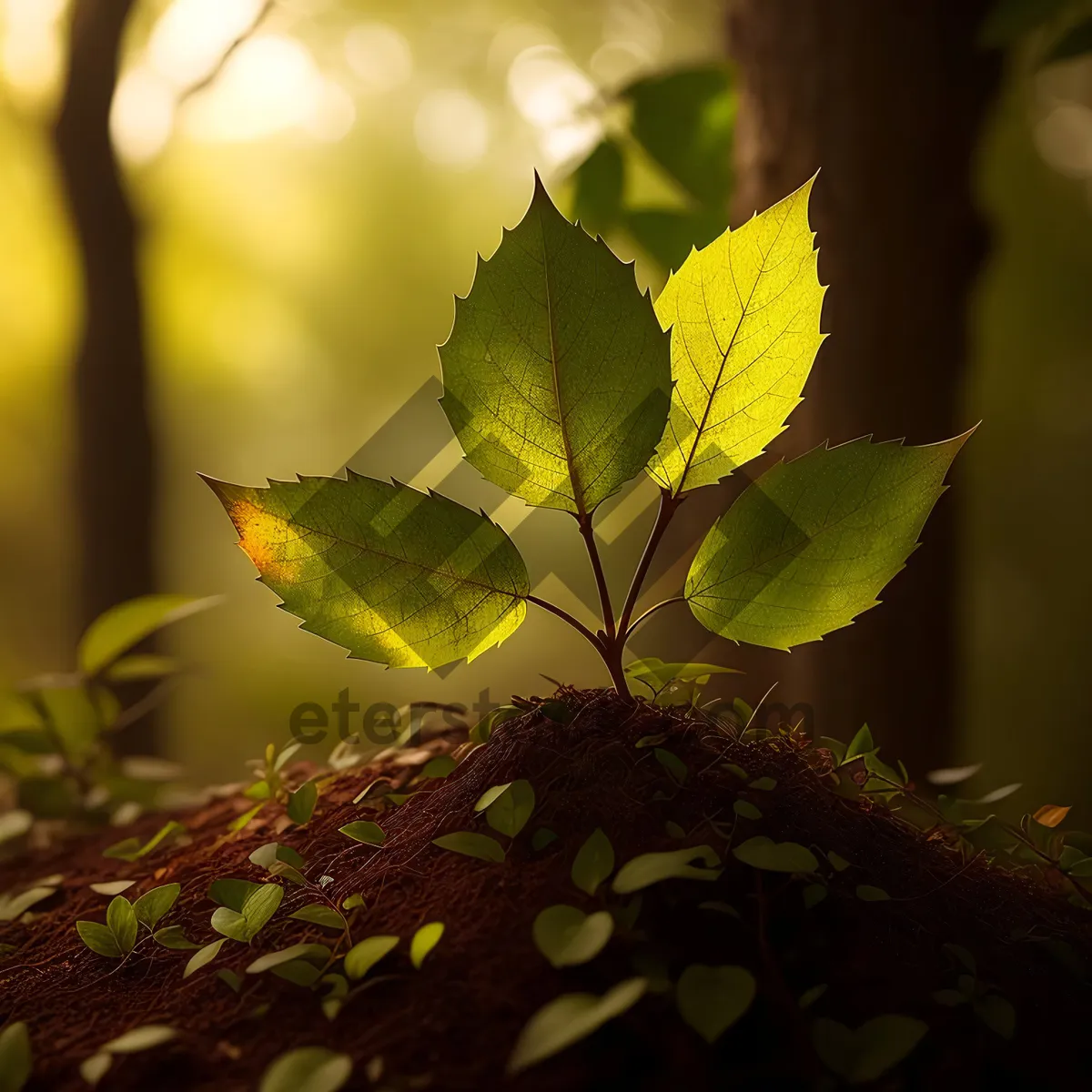 Picture of Vibrant Maple Leaf in Lush Autumn Foliage