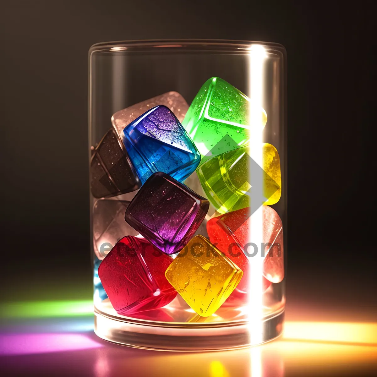 Picture of Luminous vodka glass under LED light