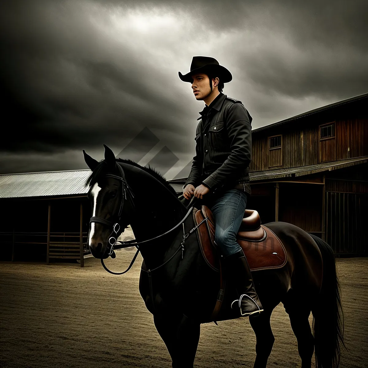 Picture of Wild West Horseback Riding Cowboy with Saddle