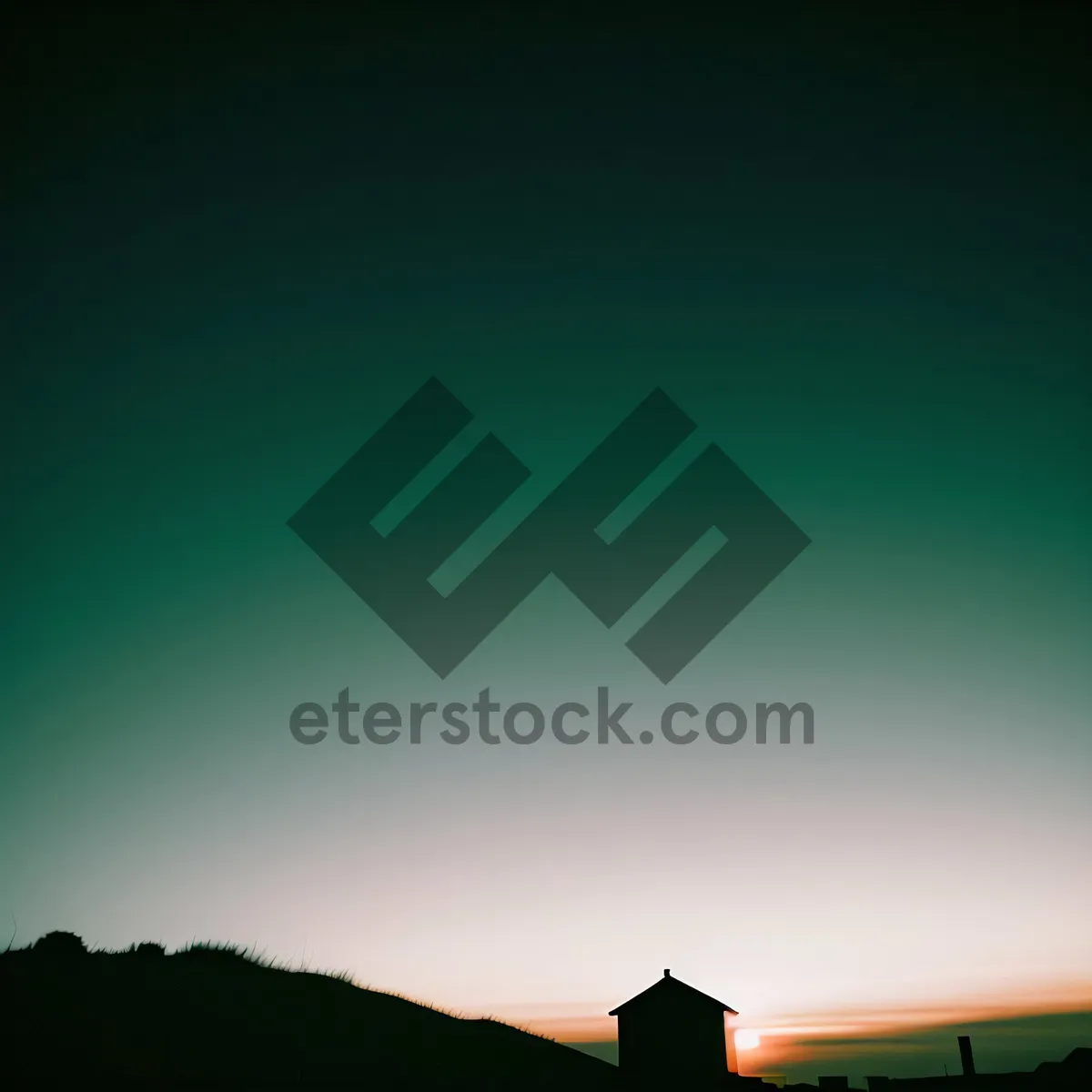 Picture of Golden Horizon: Rural Sunrise on Meadow with Barn