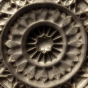 Vintage Handheld Strainer Filter with Intricate Wheel Design.