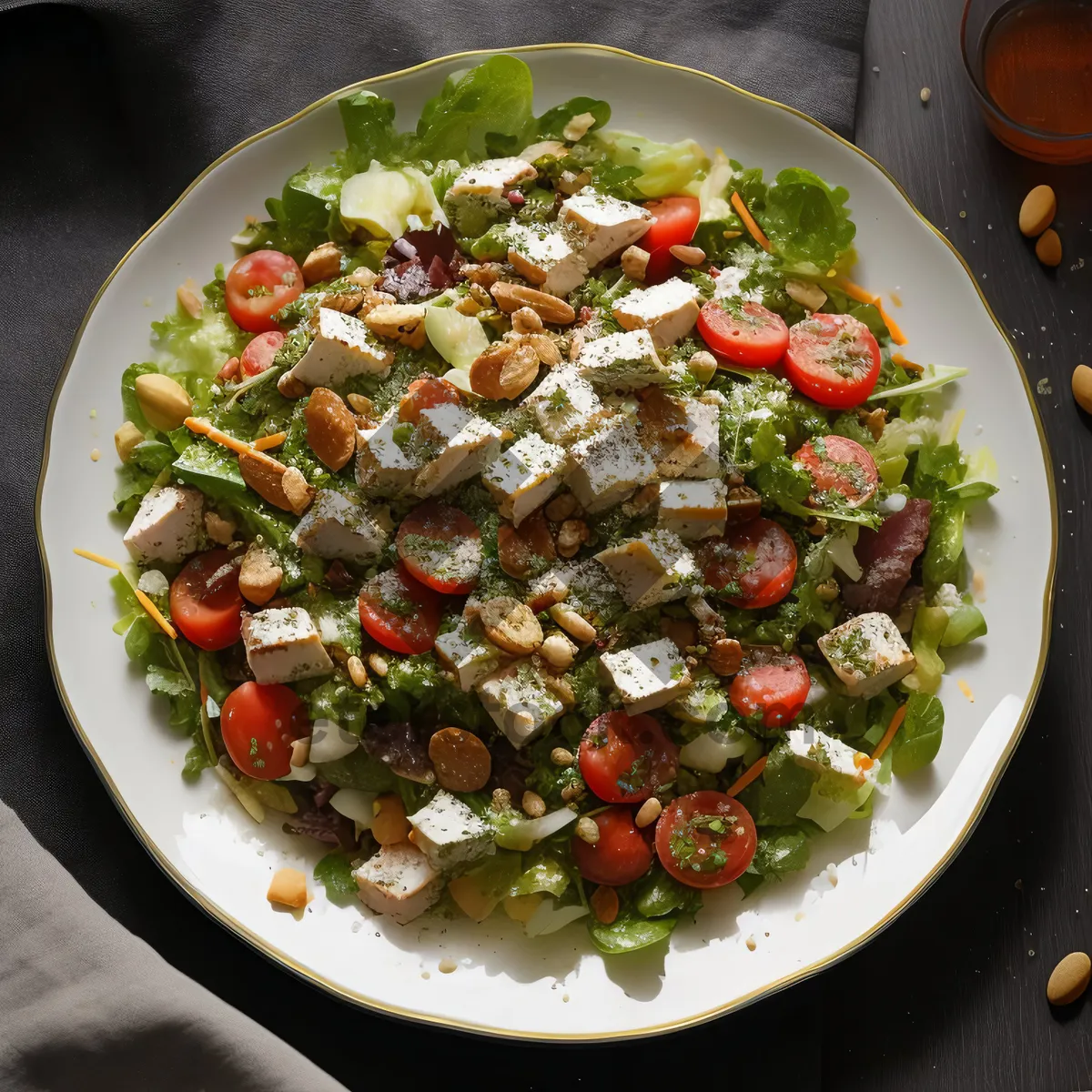 Picture of Fresh Vegetable Salad with Beans and Tomato dressing