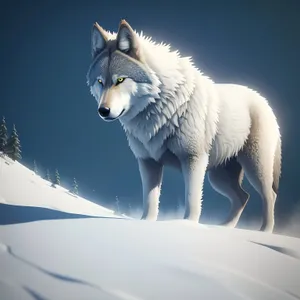 Snowy White Wolf in Winter Wonderland
