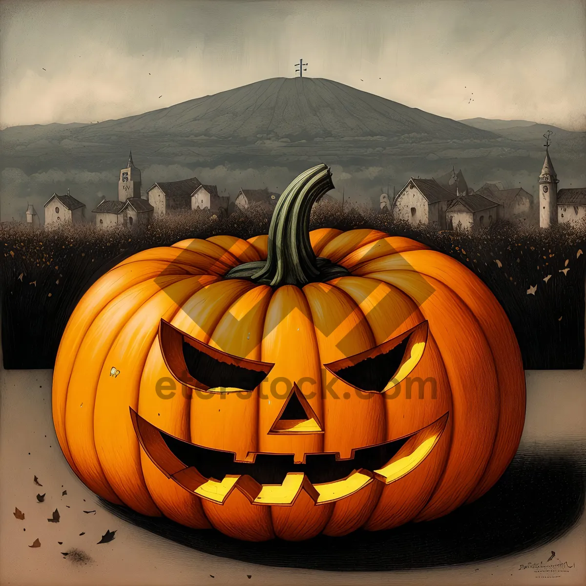 Picture of Spooky Jack-O'-Lantern Candle Decoration for Autumn Celebration