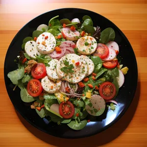 Gourmet salad with fresh vegetables and cheese