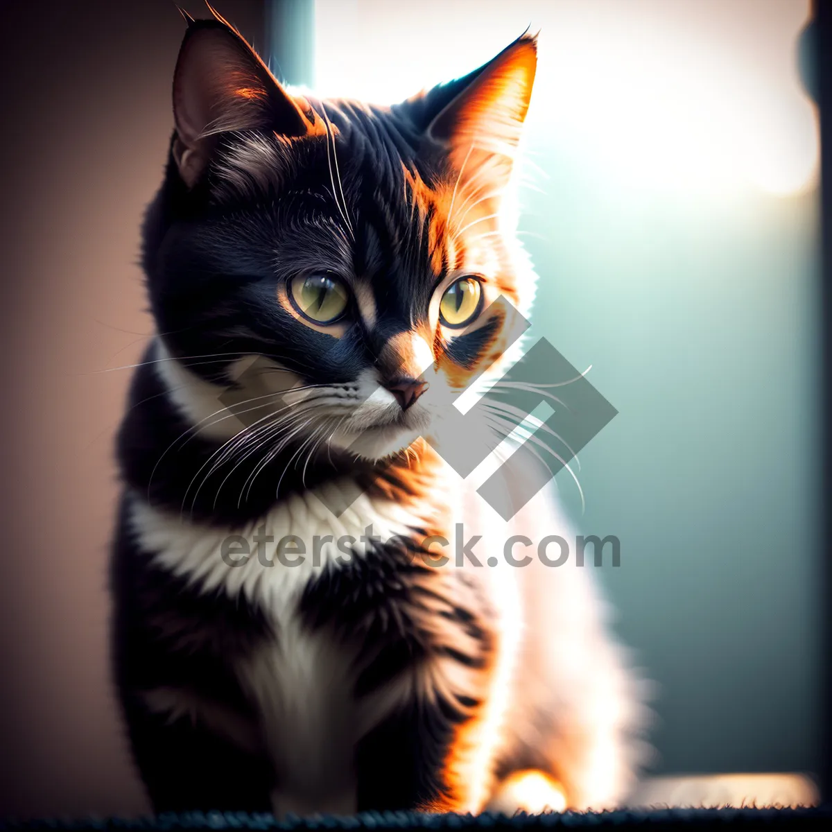 Picture of Adorable Kitten Poses Playfully with Curiosity