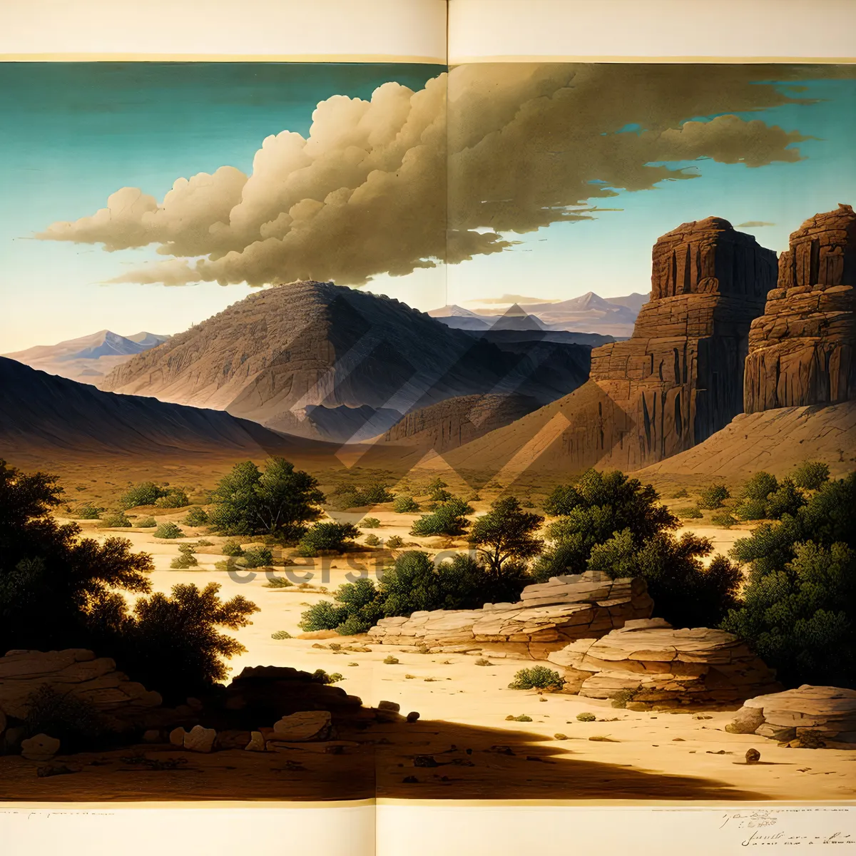 Picture of Desert Valley Skyline Amidst Sandstone Erosion