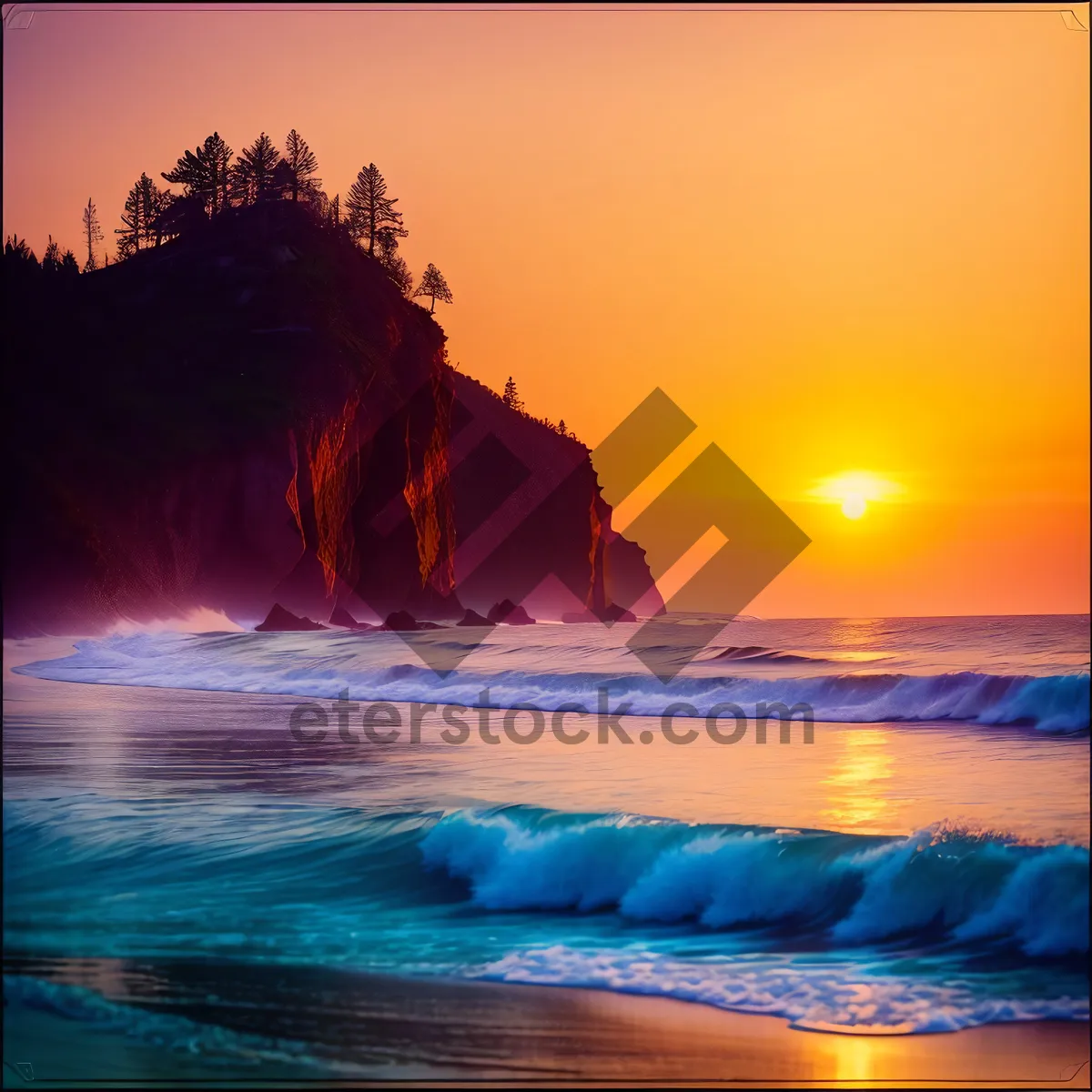 Picture of Breathtaking Coastal Sunset on Tropical Beach