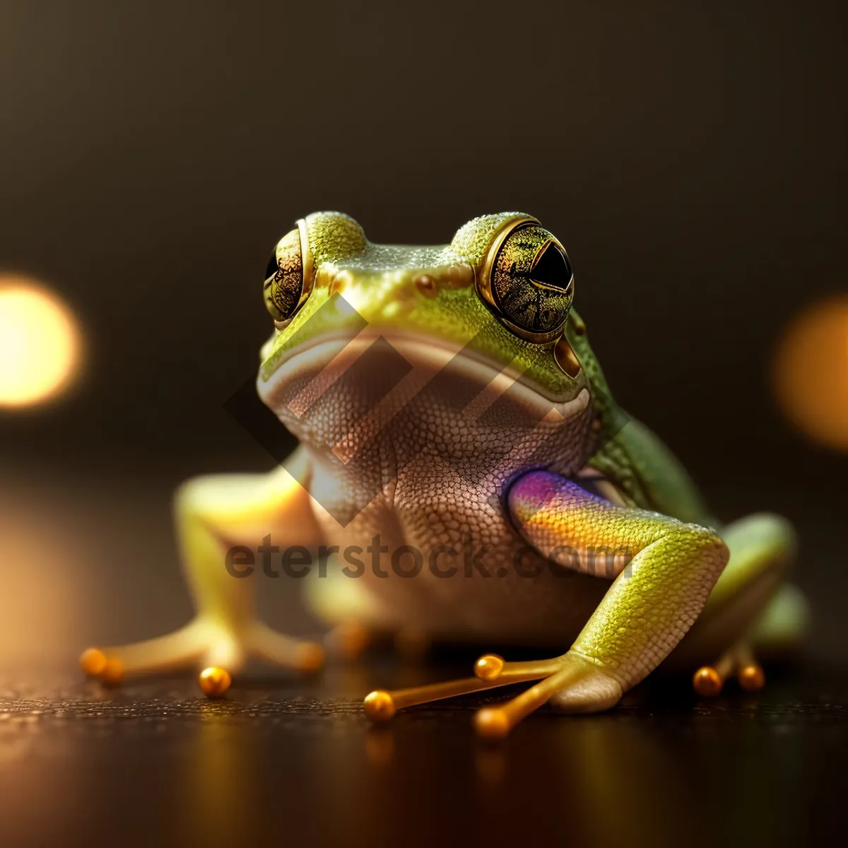 Picture of Vibrant Eyed Tree Frog Peeking from Tree