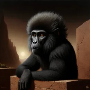 Ancient Primate Sculpture: Wild Stone Gorilla Art