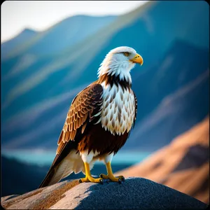 Bald Eagle with Piercing Gaze and Majestic Wings