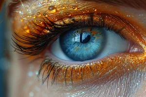 Bright Eye Makeup Closeup with Animal Reflection.