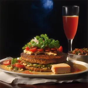 Fine dining dinner party with wine and garnish
