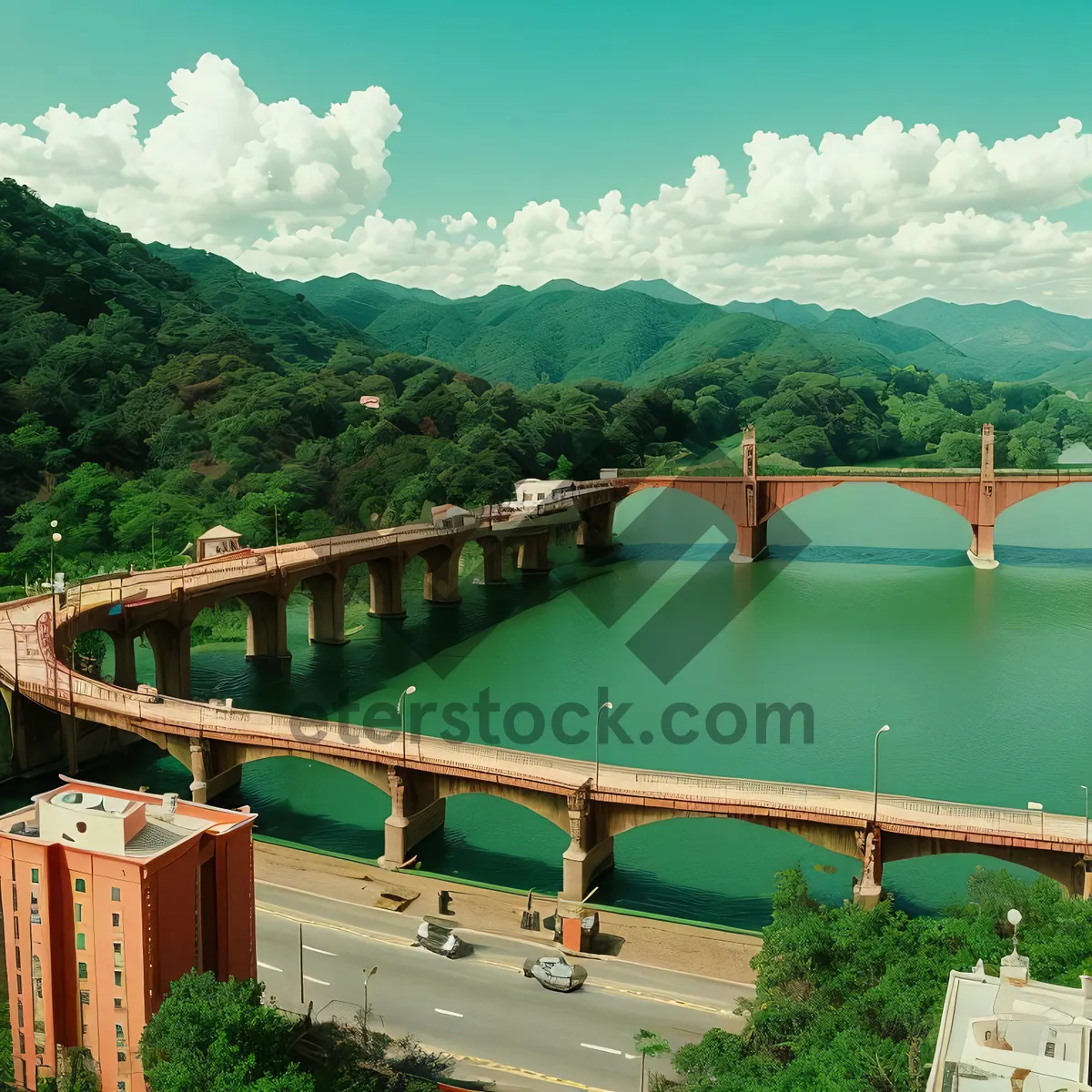 Picture of Scenic Coastal Mountains with River and Road