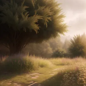 Captivating Sunset amidst Majestic Countryside