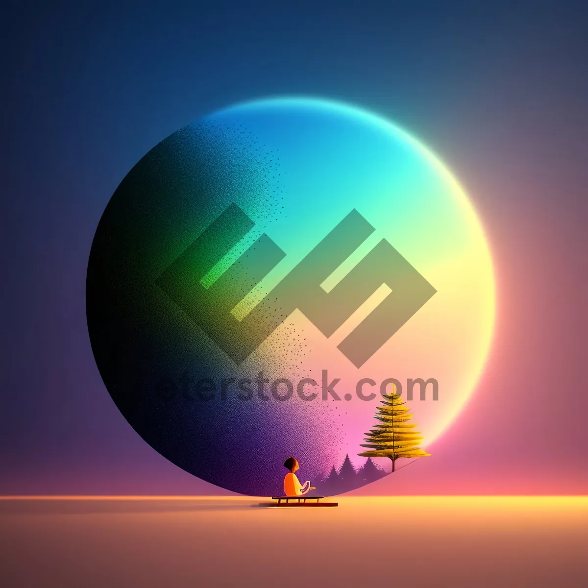 Picture of Vibrant Moon Icon: Glowing Symbol of World