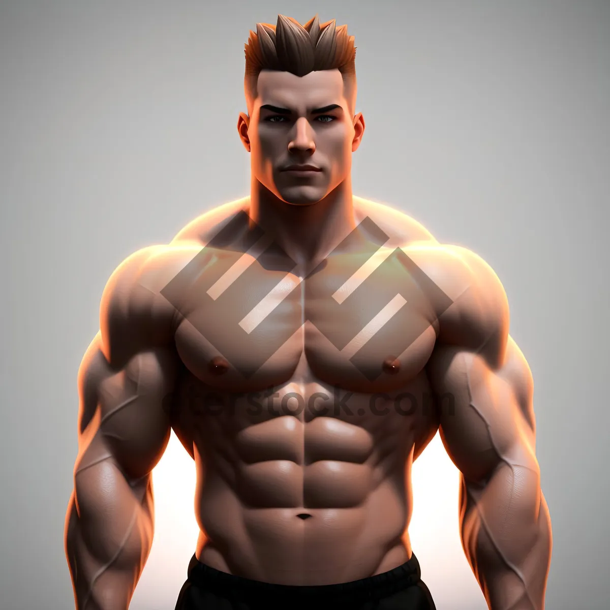 Picture of Muscular Man with Strong, Chiseled Physique